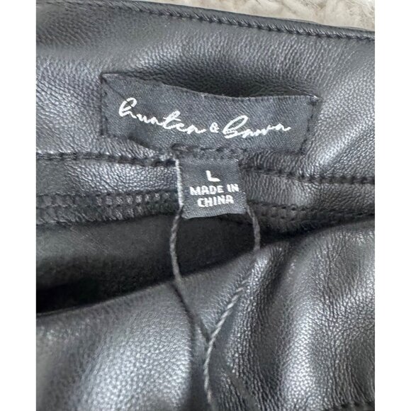 Hunter Brown faux leather pleated Y2K‎ mini skort ruffle black sz L - Picture 7 of 9